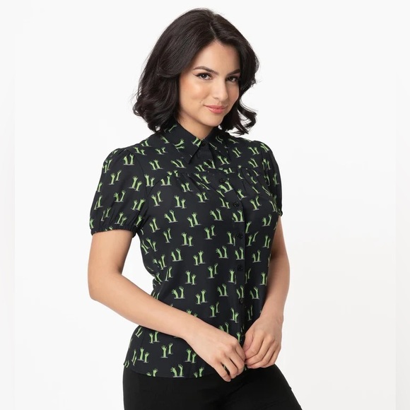 Black and Zombie Hands Caroline Blouse - Picture 2 of 13